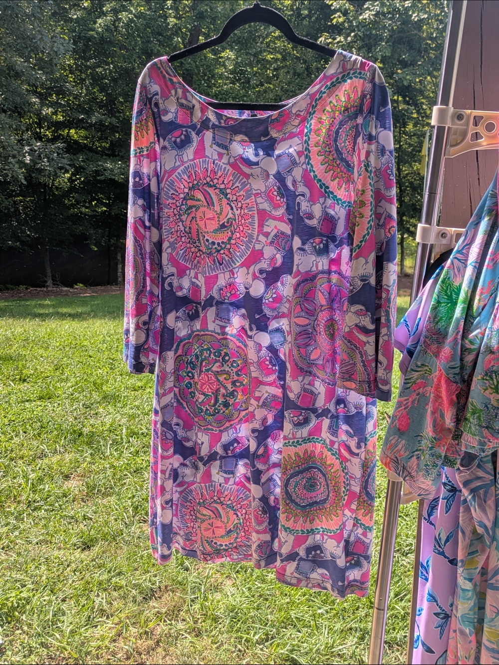 Women's Pink Purple & Blue Printed Shift Dress Lilly Pulitzer XL